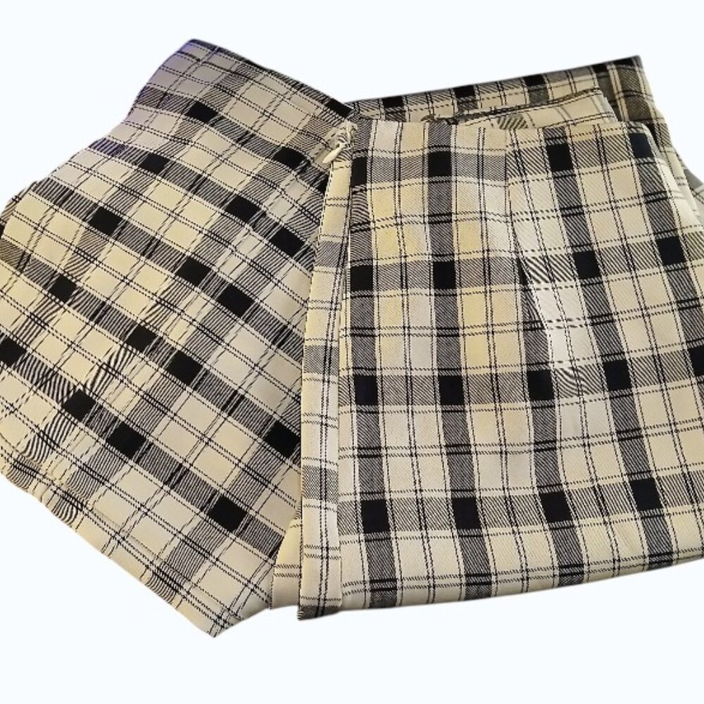 PRINCESS POLLY Black & Cream Plaid Wide Leg Pants EUC - Picture 5 of 8